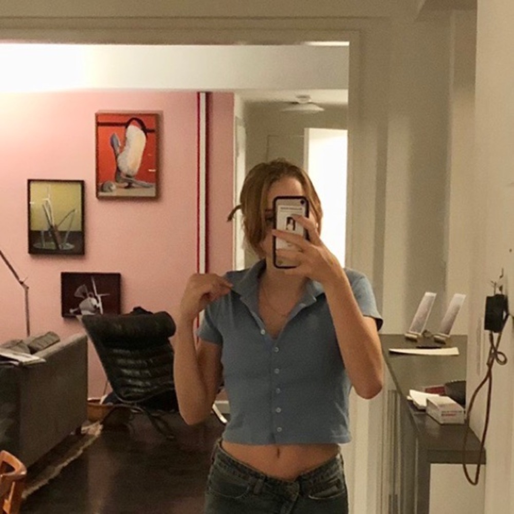 BLUE BRANDY MELVILLE COLLARD TOP